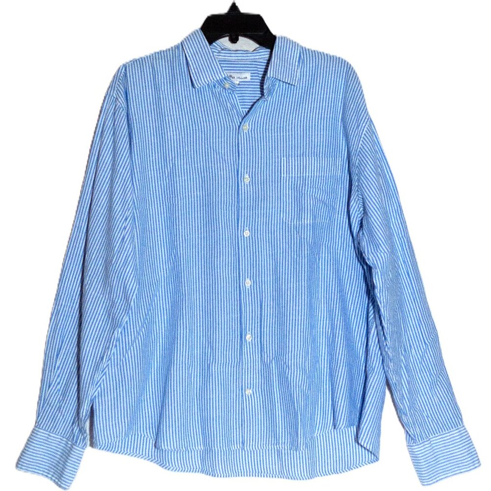 Peter Millar Men’s XL Blue & White Pinstripe Lightweight Button-Down Shirt